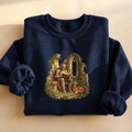 Knight and Book Sweatshirt, knight reading in castle ruins, for book lovers and fantasy fans