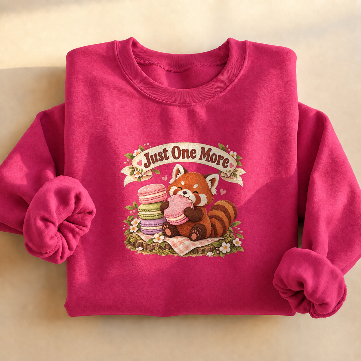 Red Panda Macaron Sweatshirt, red panda eating macarons, for red panda lovers