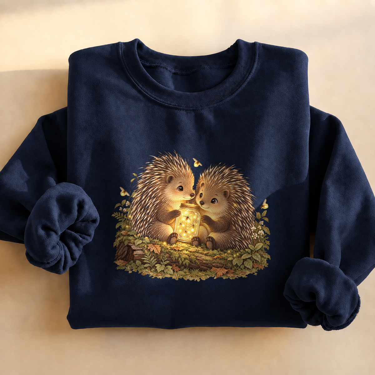 Firefly Jar Porcupines Sweatshirt, alternate view, porcupines catching fireflies in a jar