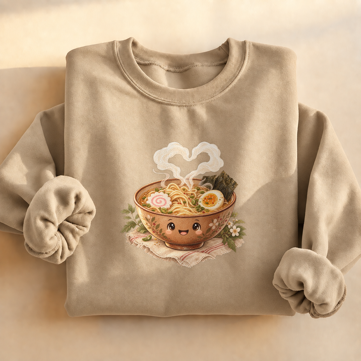 Cozy Ramen Bowl Sweatshirt, alternate view, steaming bowl of ramen