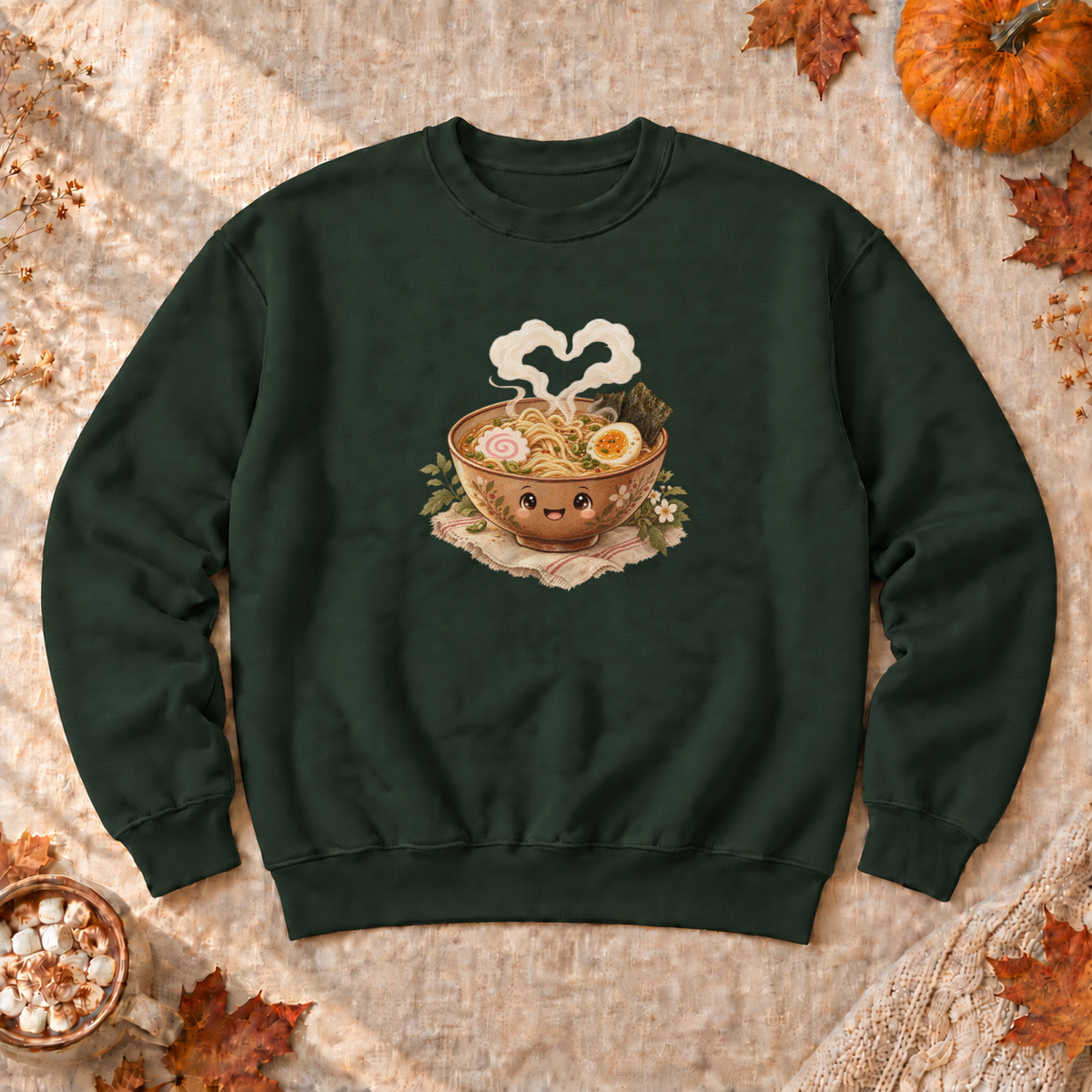 Cozy Ramen Bowl Sweatshirt, alternate view, steaming bowl of ramen