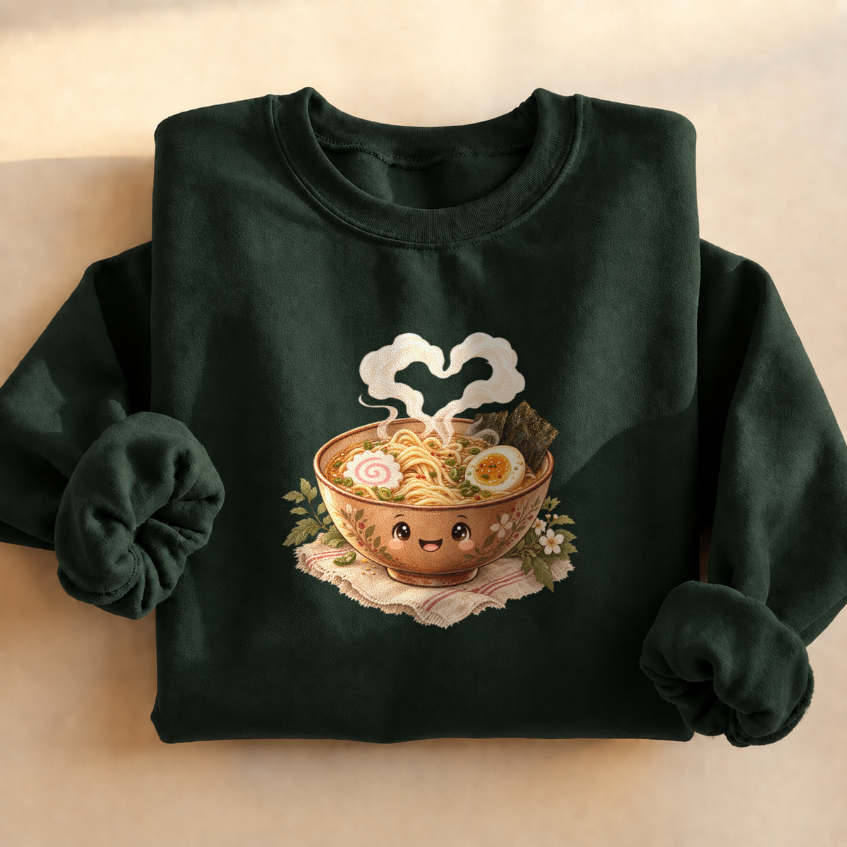 Cozy Ramen Bowl Sweatshirt, alternate view, steaming bowl of ramen