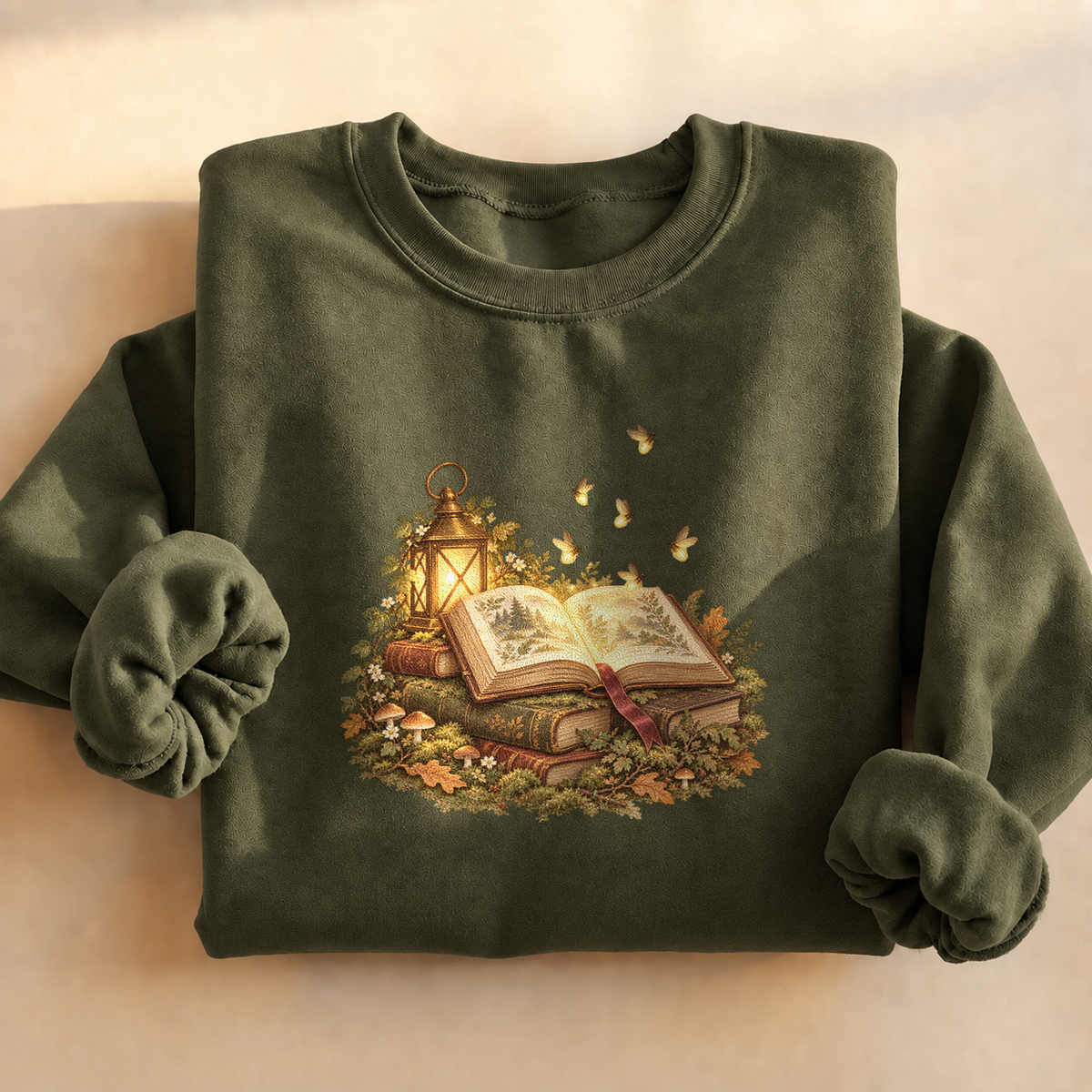 Firefly Book Magic Sweatshirt, alternate view, firefly glowing over an open book