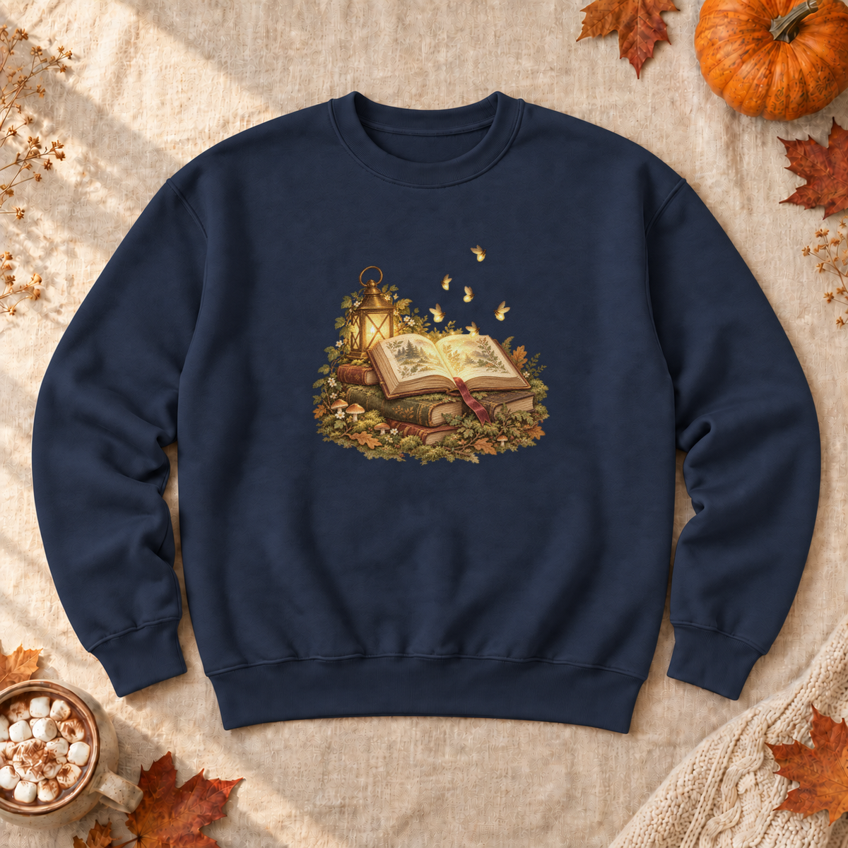 Firefly Book Magic Sweatshirt, alternate view, firefly glowing over an open book