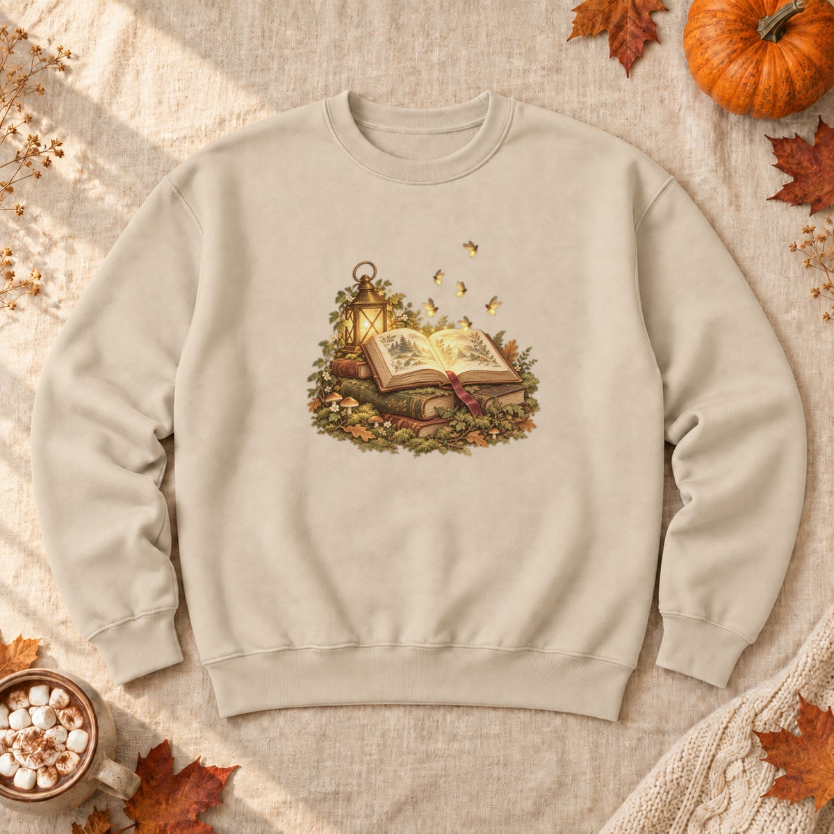 Firefly Book Magic Sweatshirt, alternate view, firefly glowing over an open book