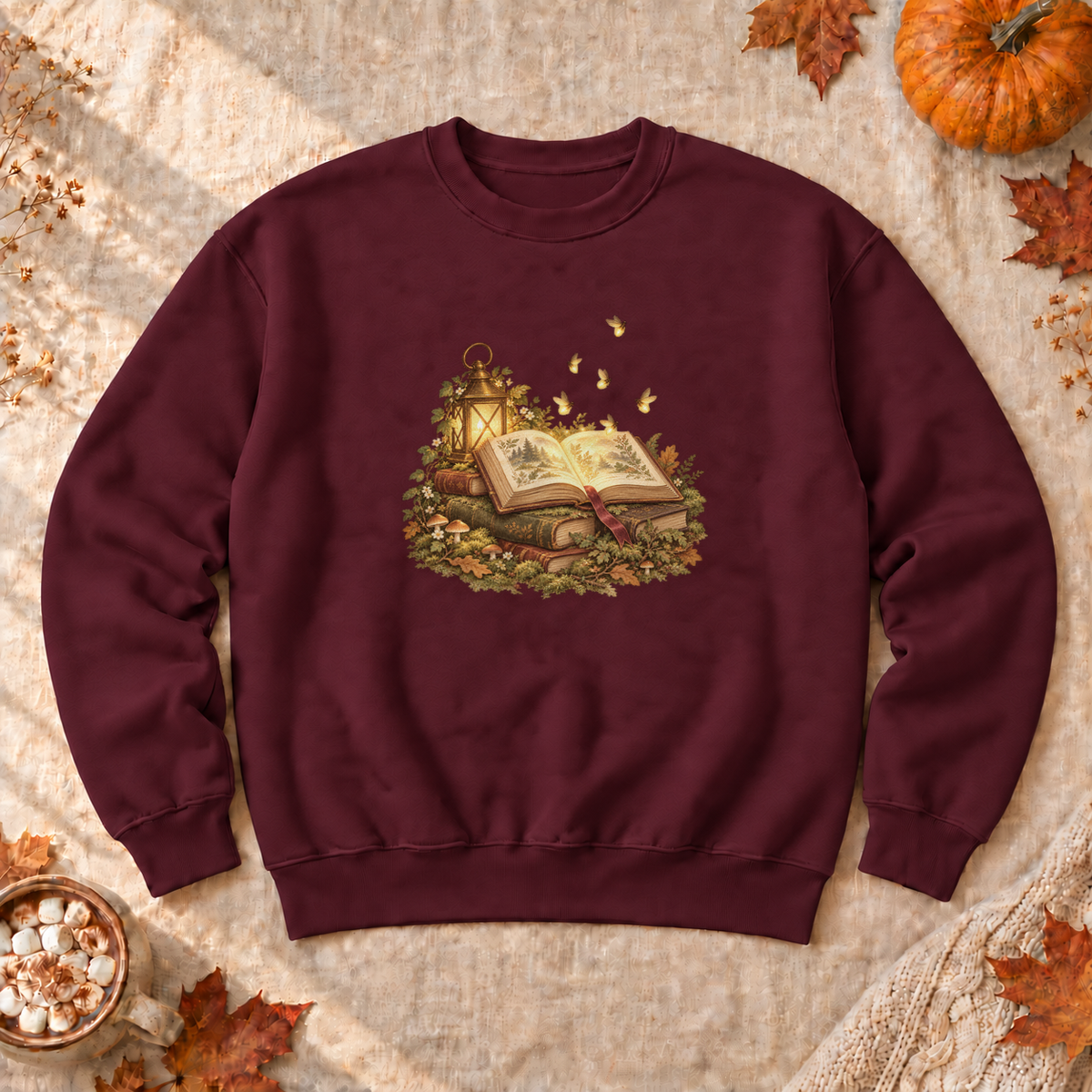 Firefly Book Magic Sweatshirt, alternate view, firefly glowing over an open book