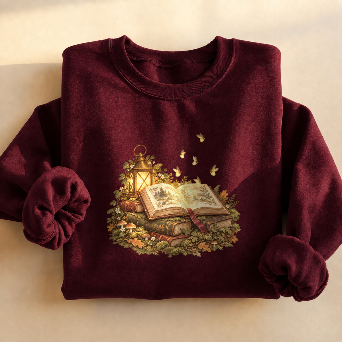 Firefly Book Magic Sweatshirt, alternate view, firefly glowing over an open book