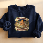 Maximum Relaxation Capybara Sweatshirt, capybara relaxing in a hot spring, for capybara lovers