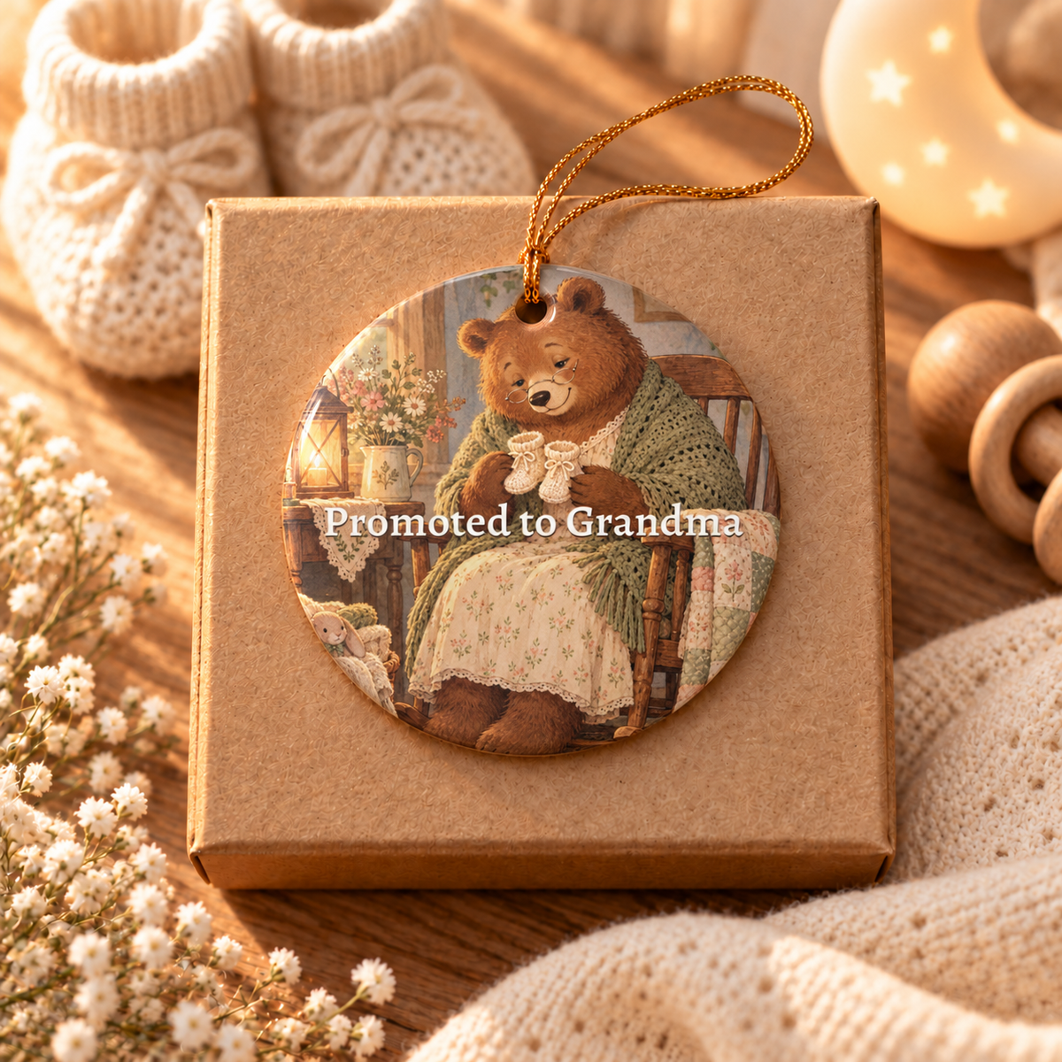 Personalized New grandparent Ornament, alternate view, Promoted to Grandma ornament