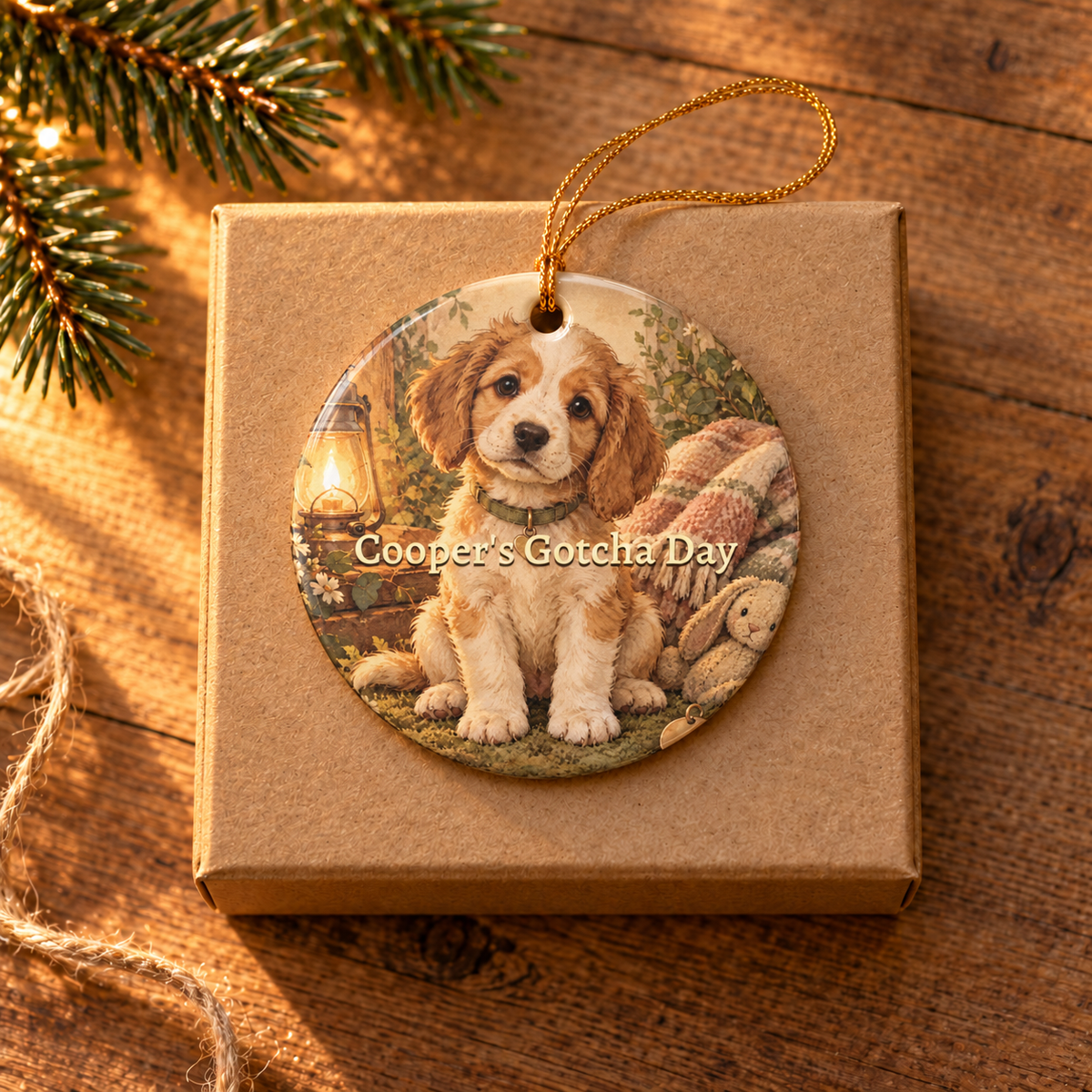 Personalized New pet Gotcha day Ornament, alternate view, gotcha day pet adoption ornament