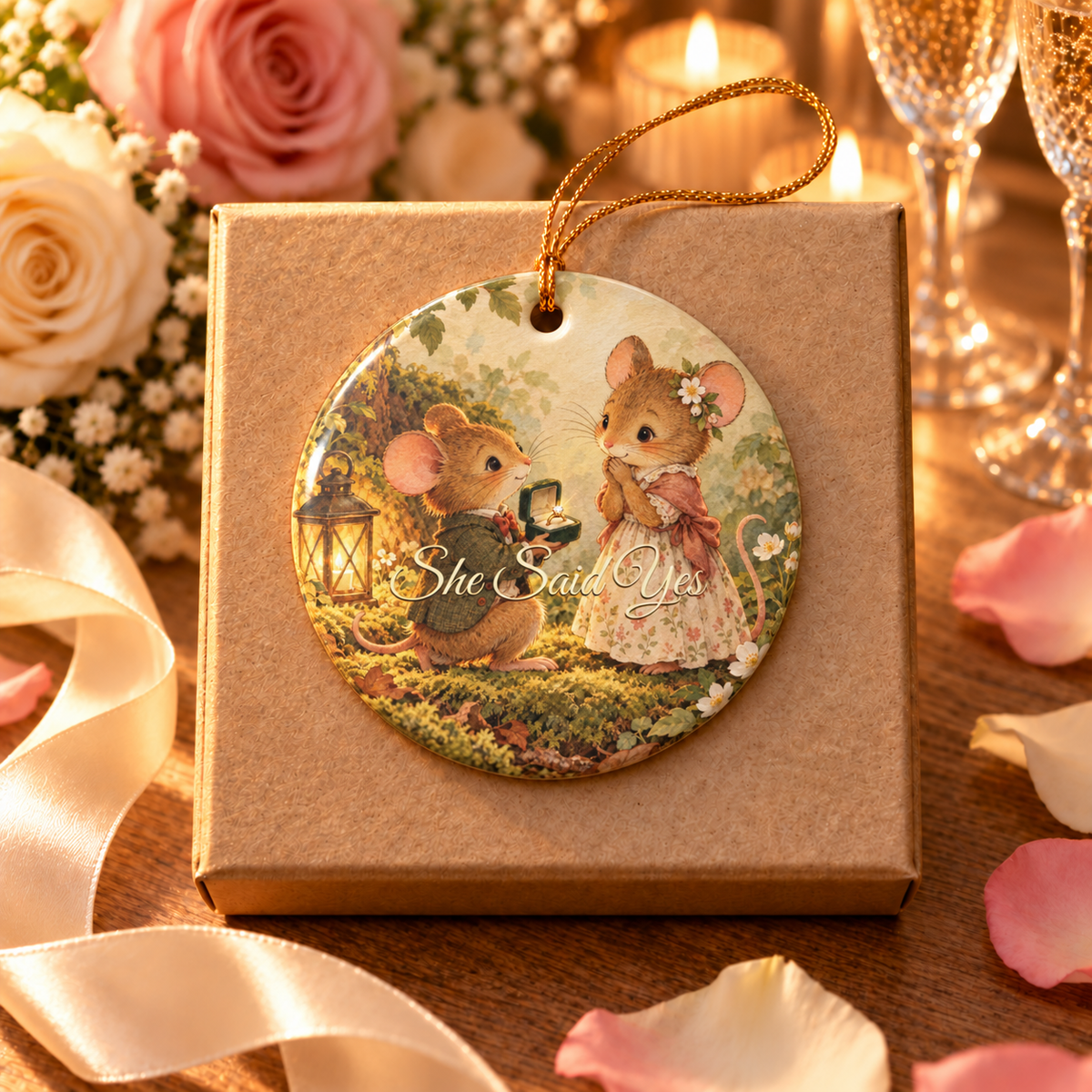 Personalized Engagement Ornament, alternate view, She Said Yes engagement ornament