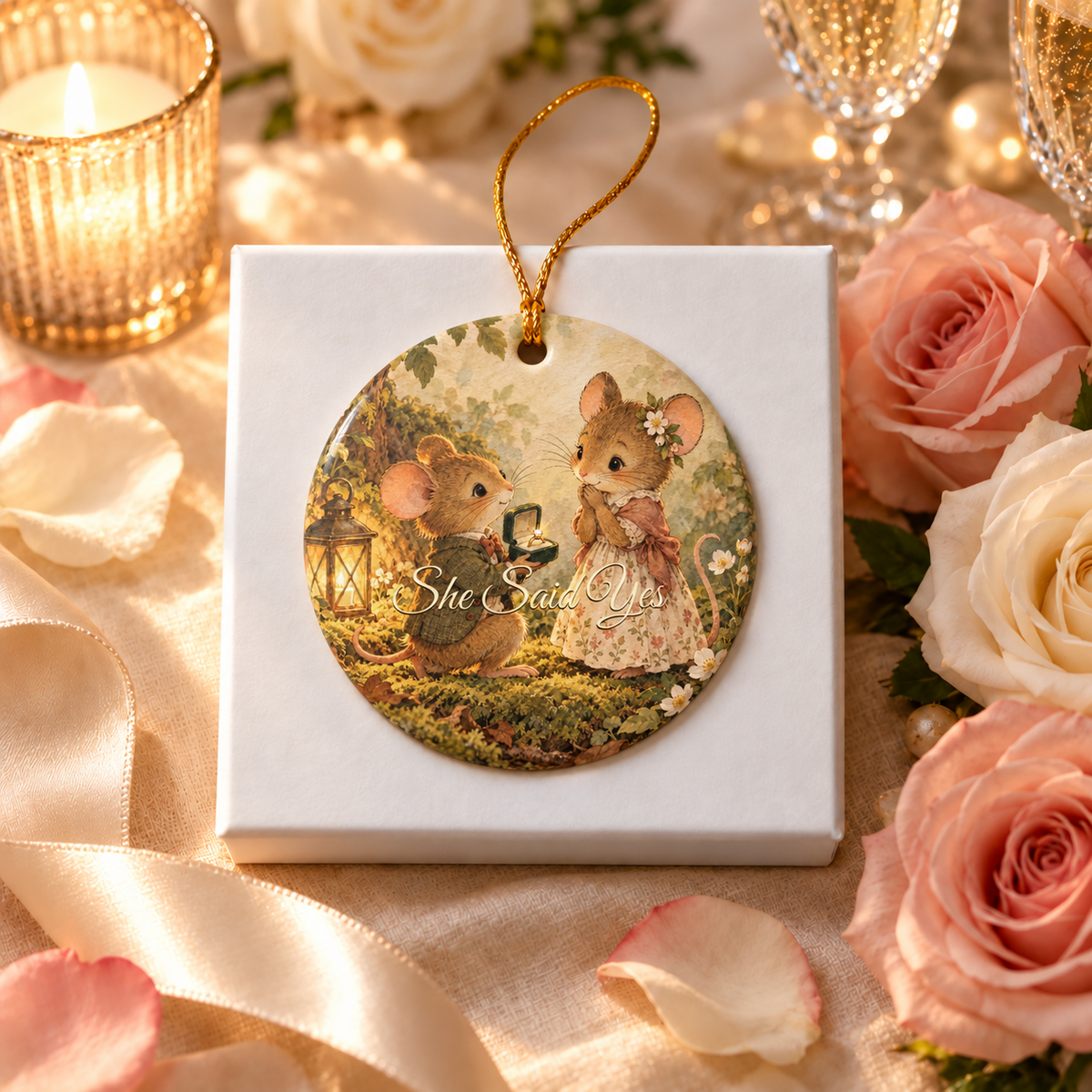 Personalized Engagement Ornament, alternate view, She Said Yes engagement ornament