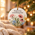Personalized New Chapter Floral Ornament, botanical bouquet new chapter ornament, for anyone starting fresh