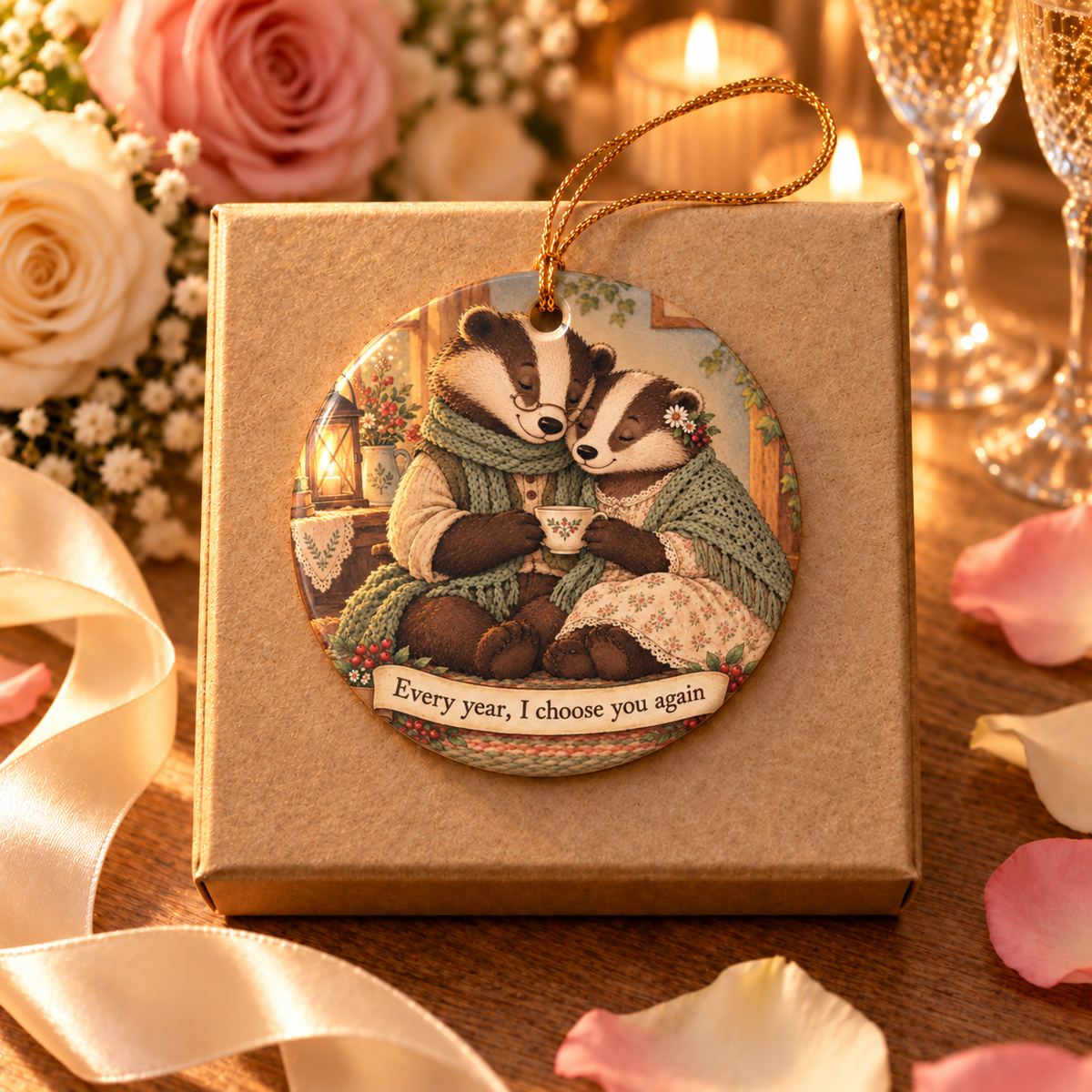 Personalized Milestone Anniversary Ornament, alternate view, milestone anniversary ornament