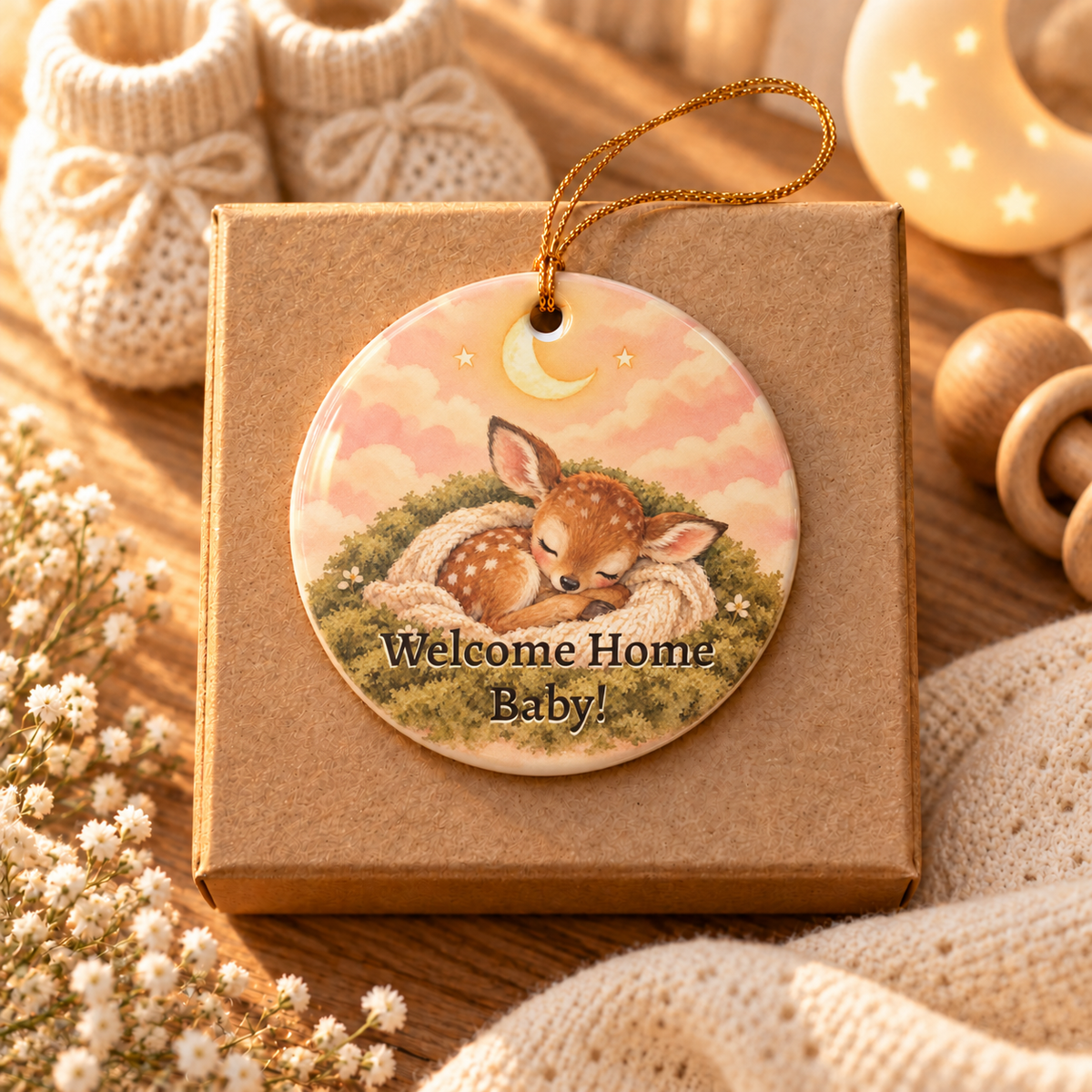 Personalized Newborn Baby Ornament, alternate view, Welcome Home Baby ornament