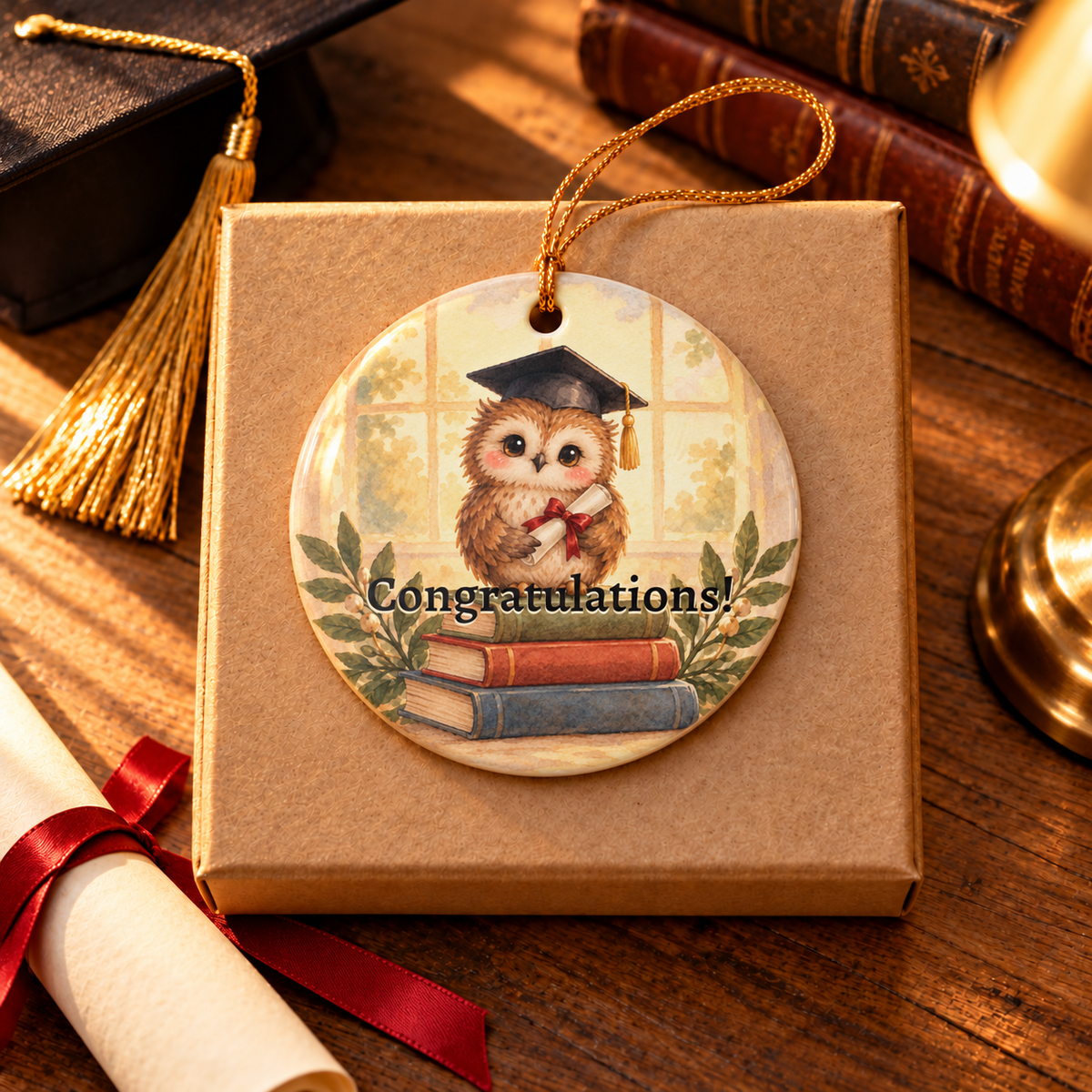 Personalized Graduation Owl Ornament, alternate view, owl graduation ornament