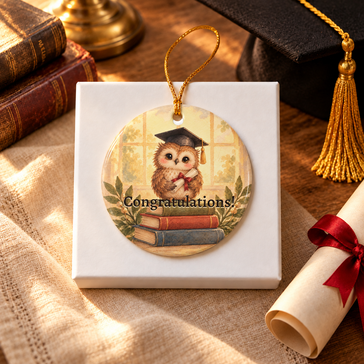 Personalized Graduation Owl Ornament, alternate view, owl graduation ornament