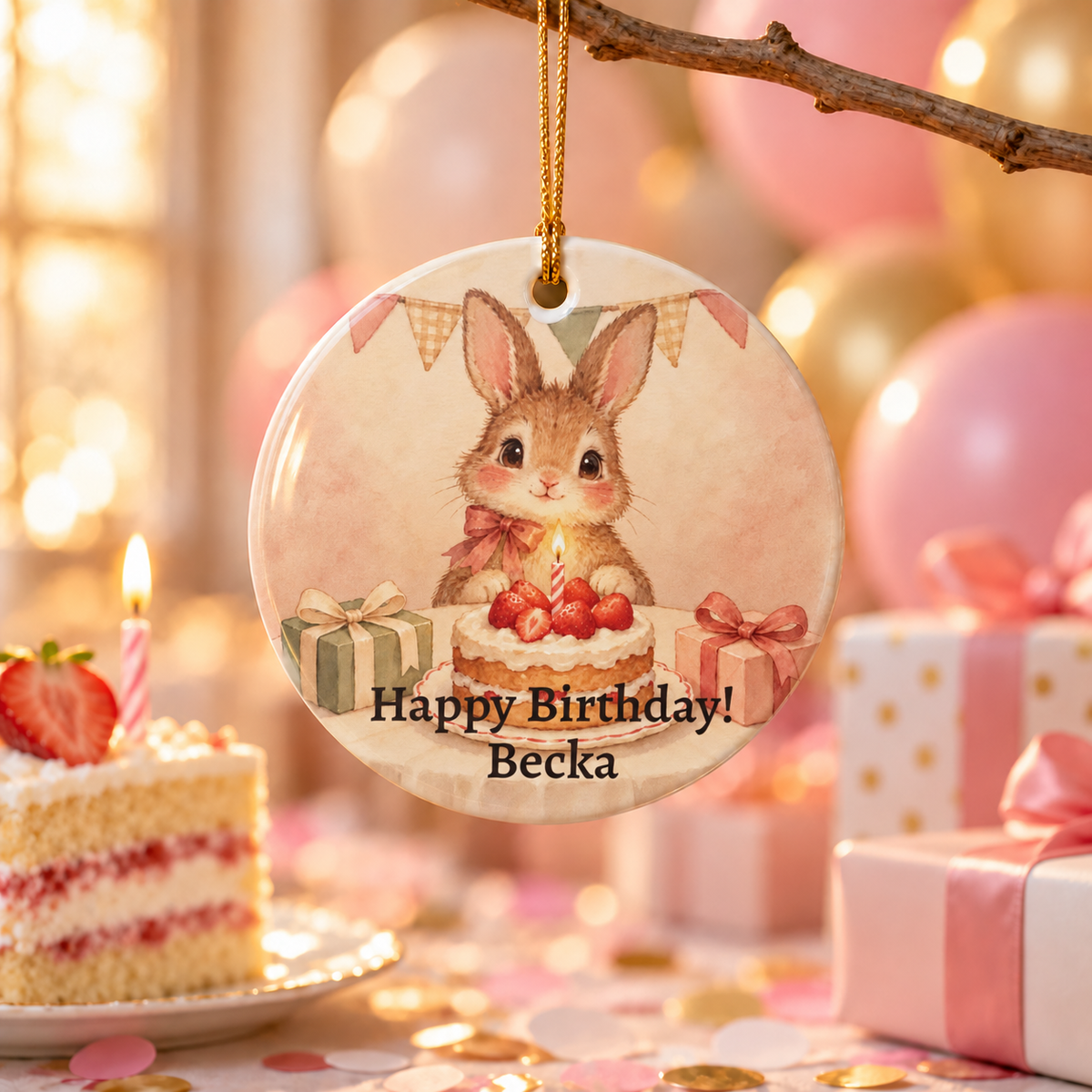 Personalized Happy Birthday Ornament, birthday ornament with custom name, for birthday gift buyers