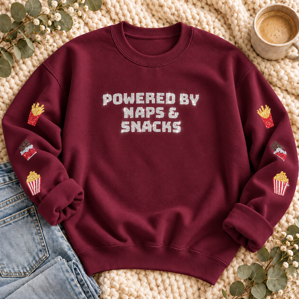 Naps and Snacks Glitter Sweatshirt