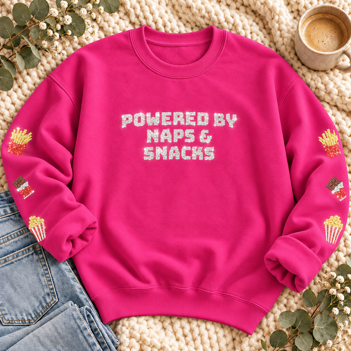 Naps and Snacks Glitter Sweatshirt