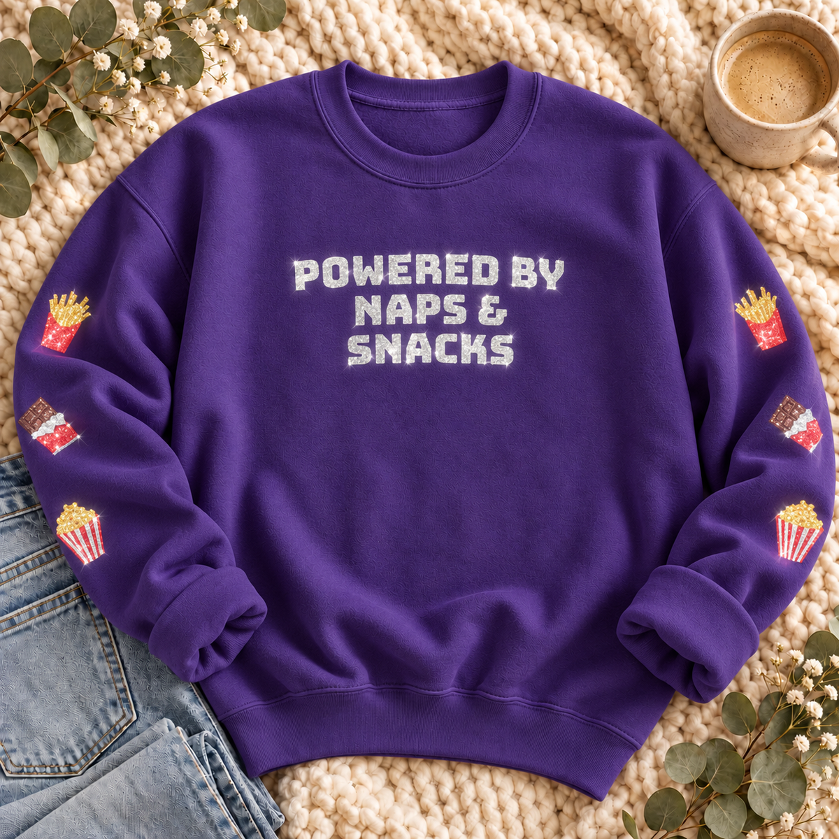 Naps and Snacks Glitter Sweatshirt