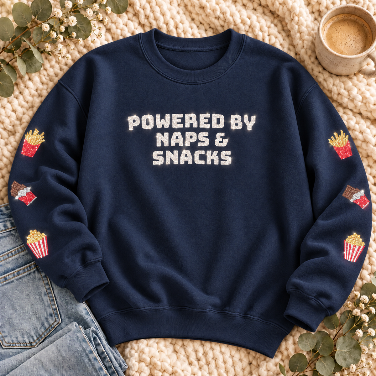 Naps and Snacks Glitter Sweatshirt