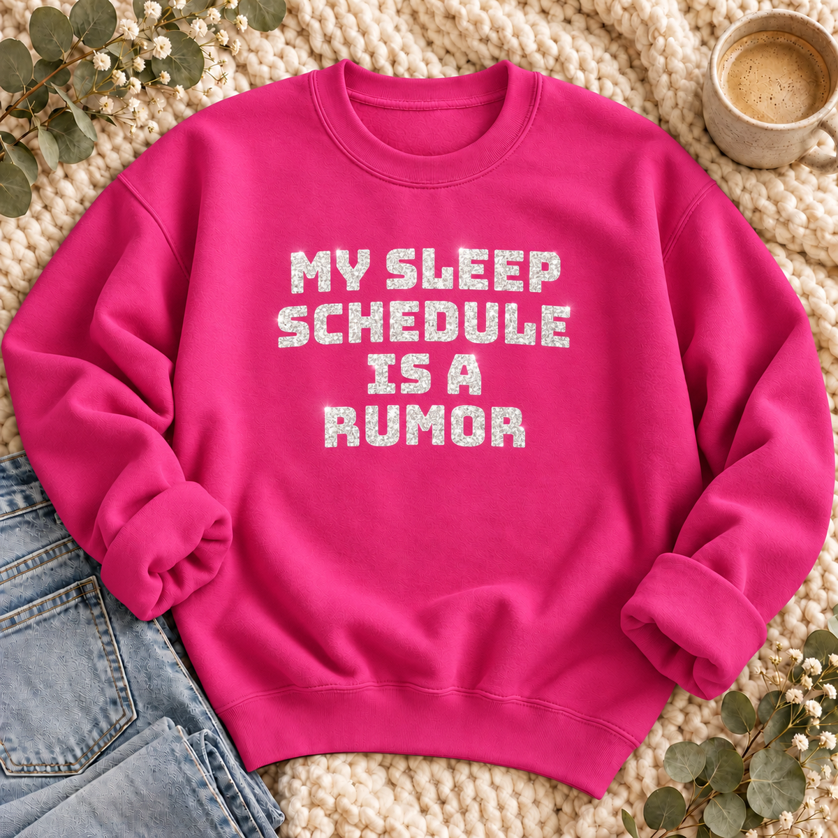 Sleep Schedule Rumor Glitter Sweatshirt