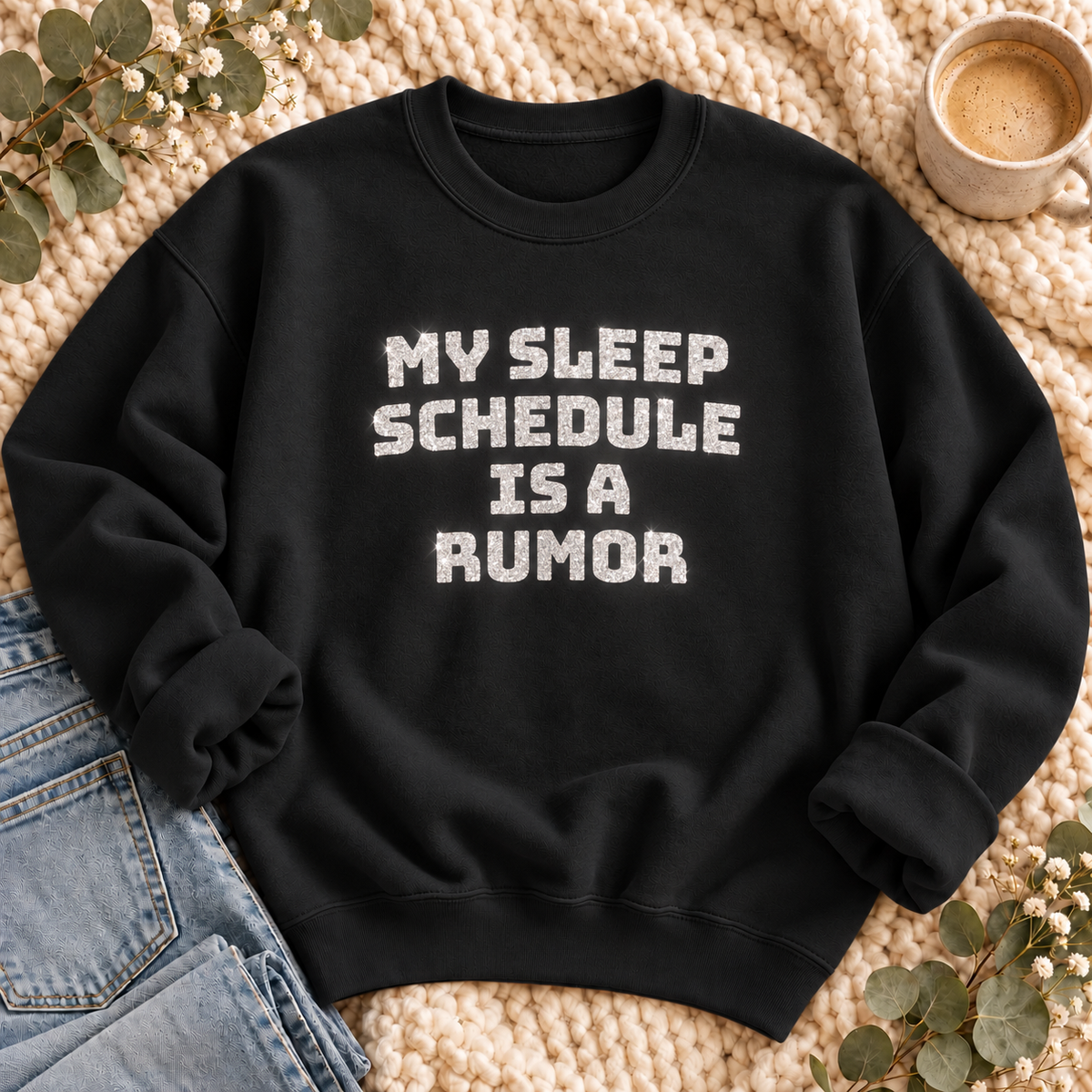 Sleep Schedule Rumor Glitter Sweatshirt