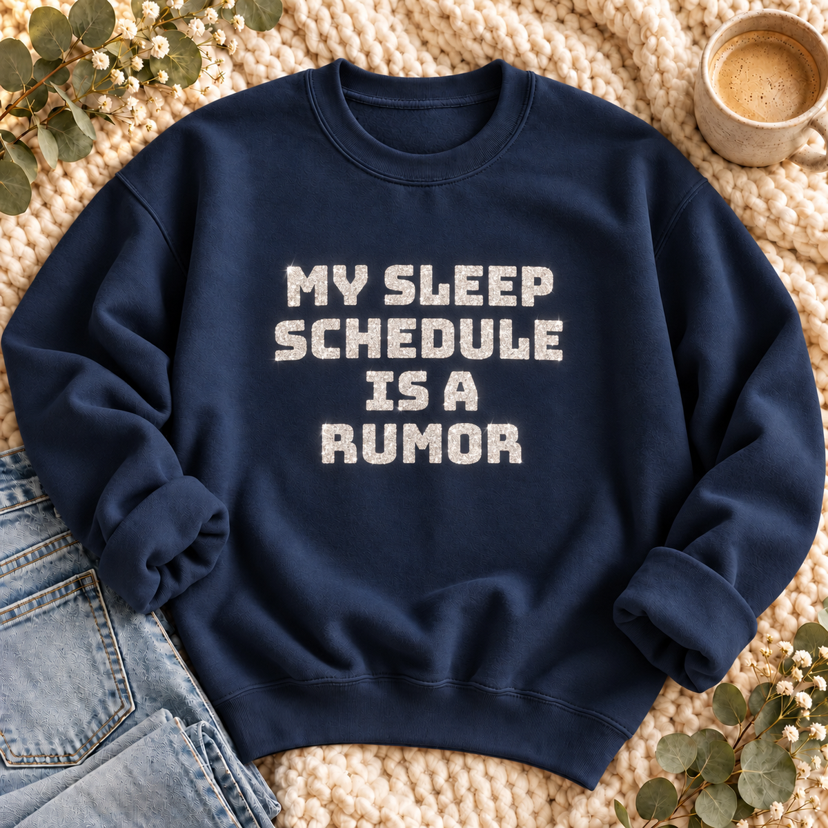 Sleep Schedule Rumor Glitter Sweatshirt