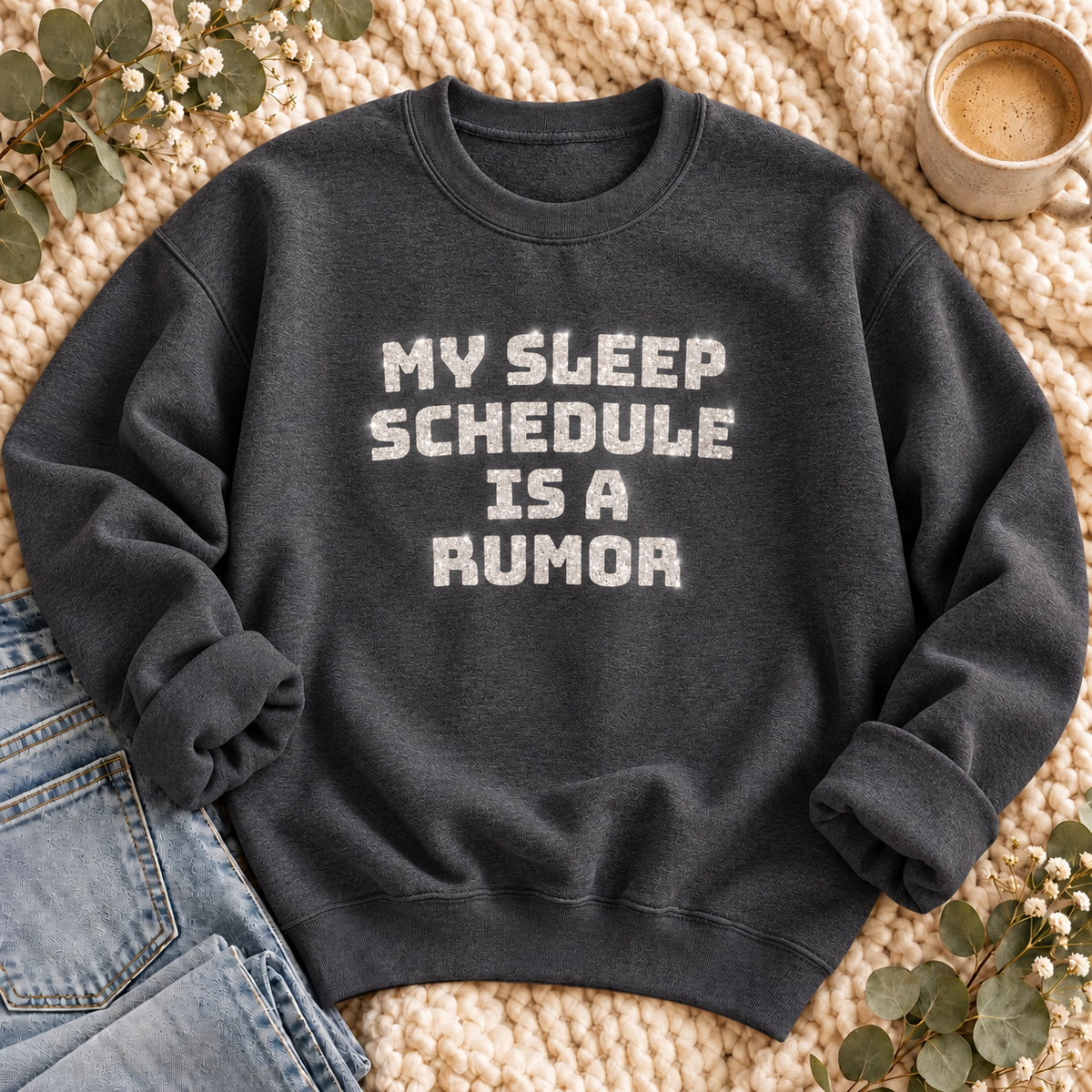 Sleep Schedule Rumor Glitter Sweatshirt