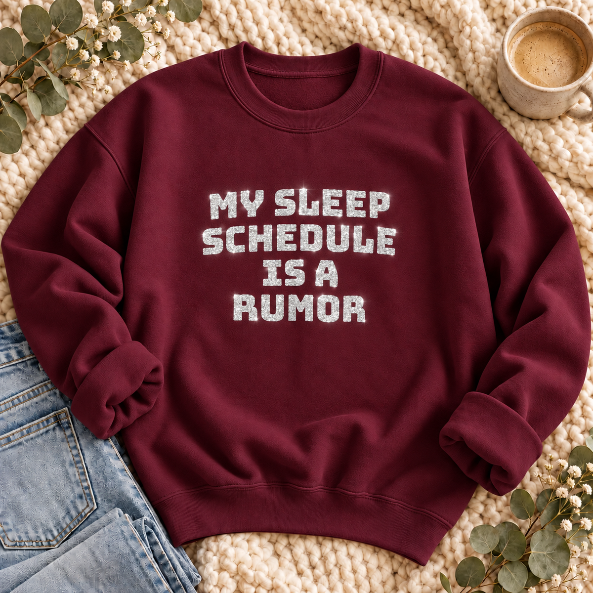 Sleep Schedule Rumor Glitter Sweatshirt
