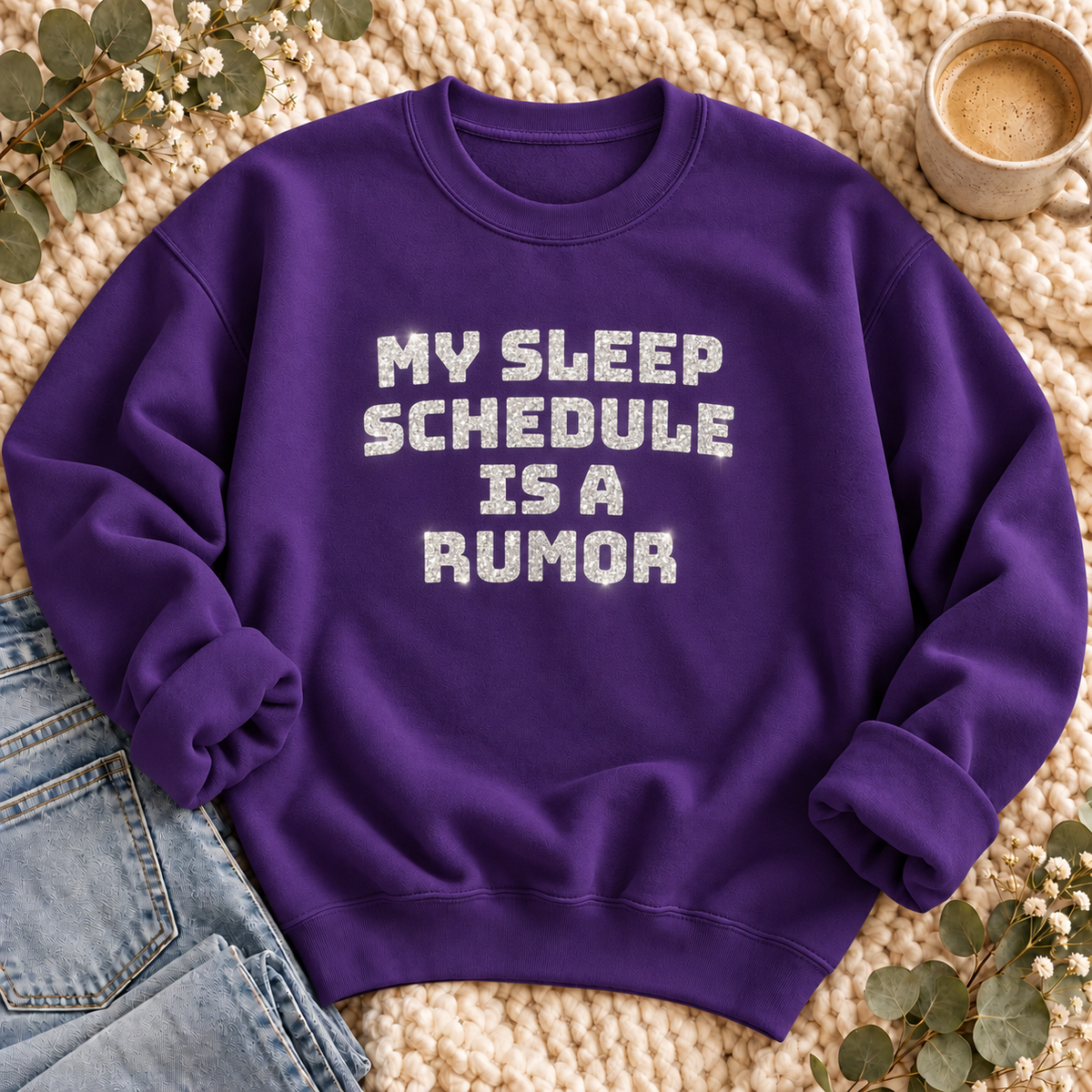 Sleep Schedule Rumor Glitter Sweatshirt
