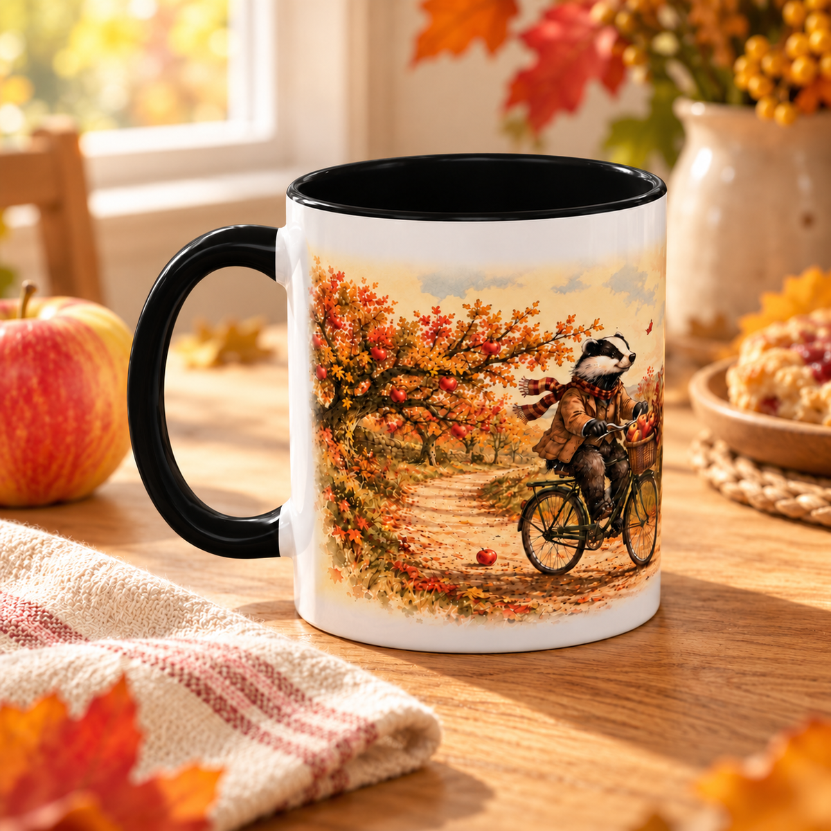 Autumn Badger Bicycle Mug