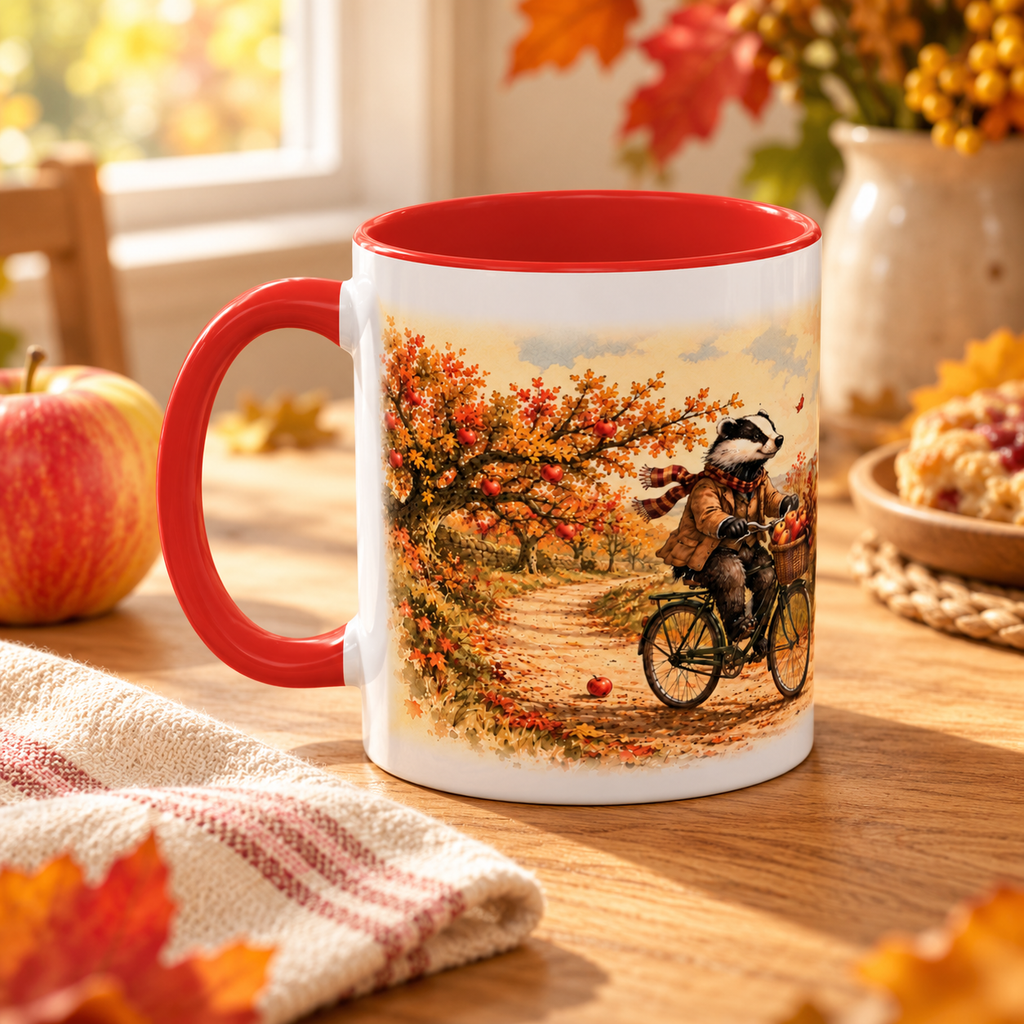 Autumn Badger Bicycle Mug