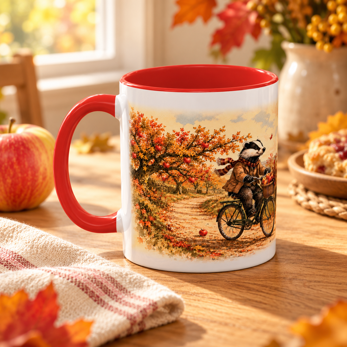 Autumn Badger Bicycle Mug
