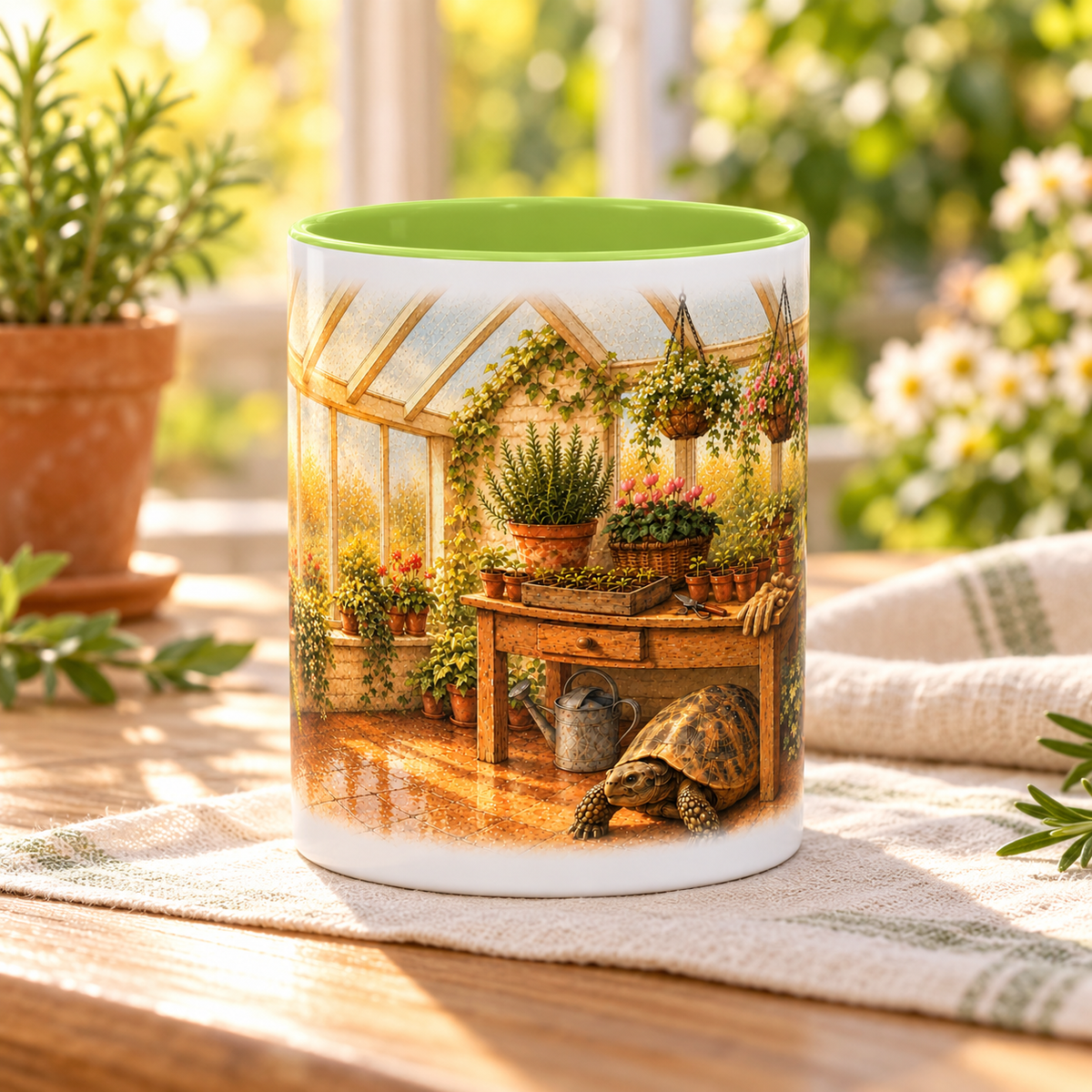 Greenhouse Tortoise Cottagecore Mug