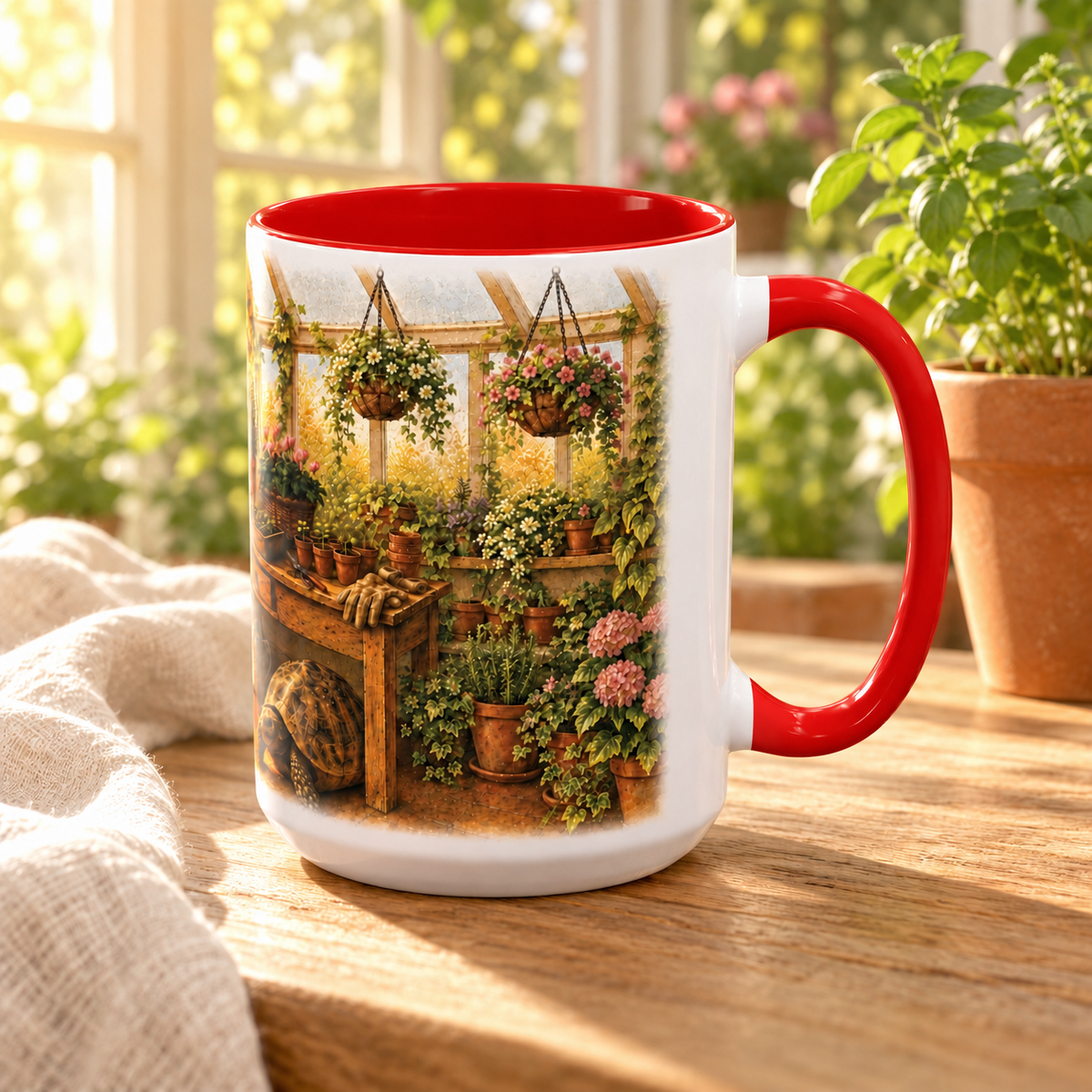 Greenhouse Tortoise Cottagecore Mug