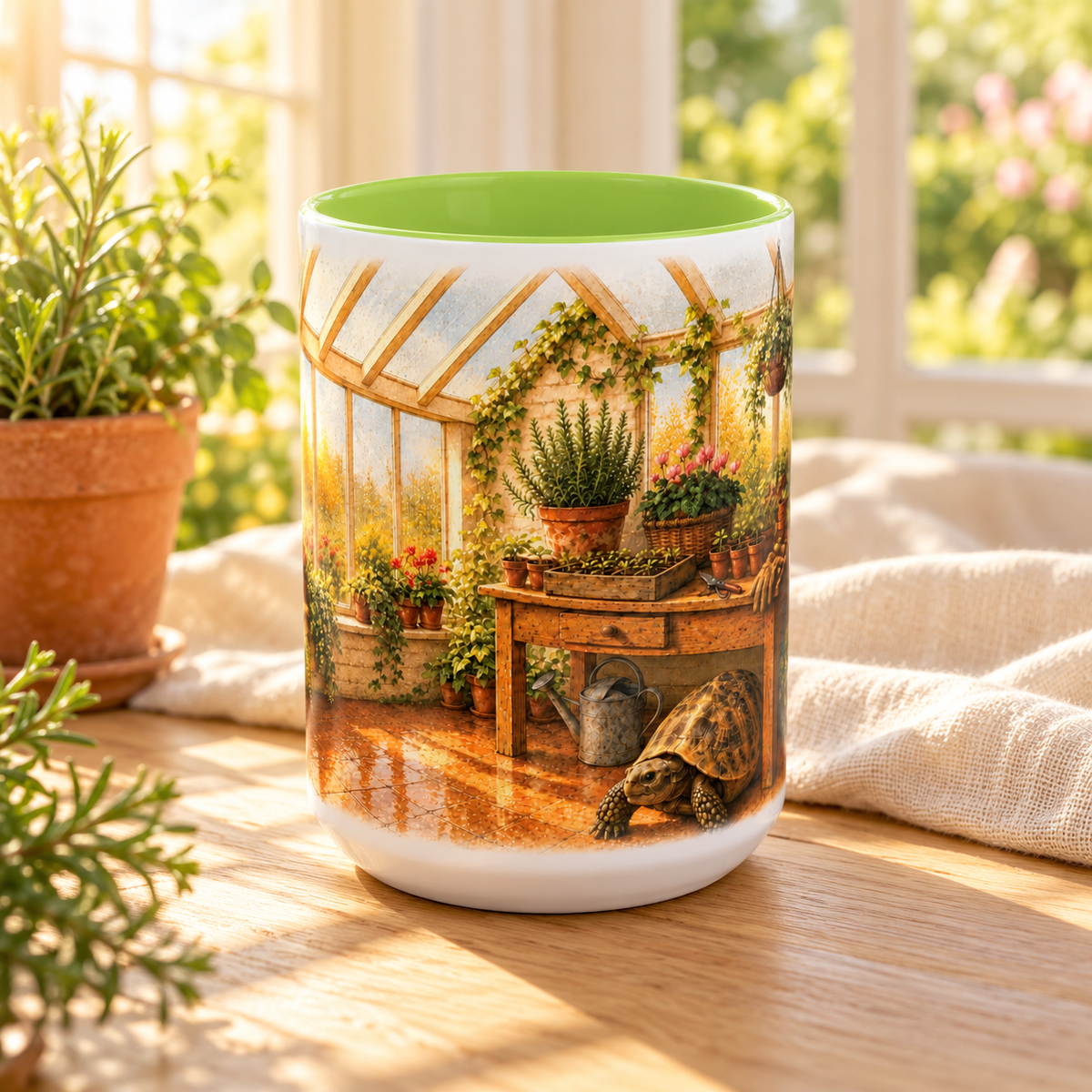 Greenhouse Tortoise Cottagecore Mug