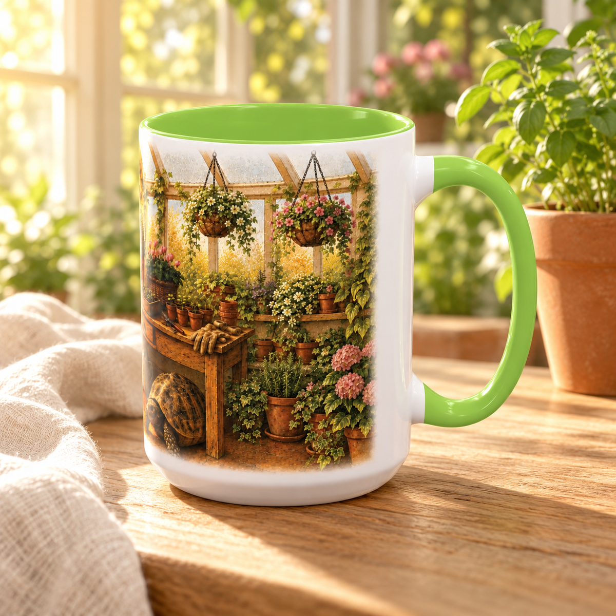Greenhouse Tortoise Cottagecore Mug