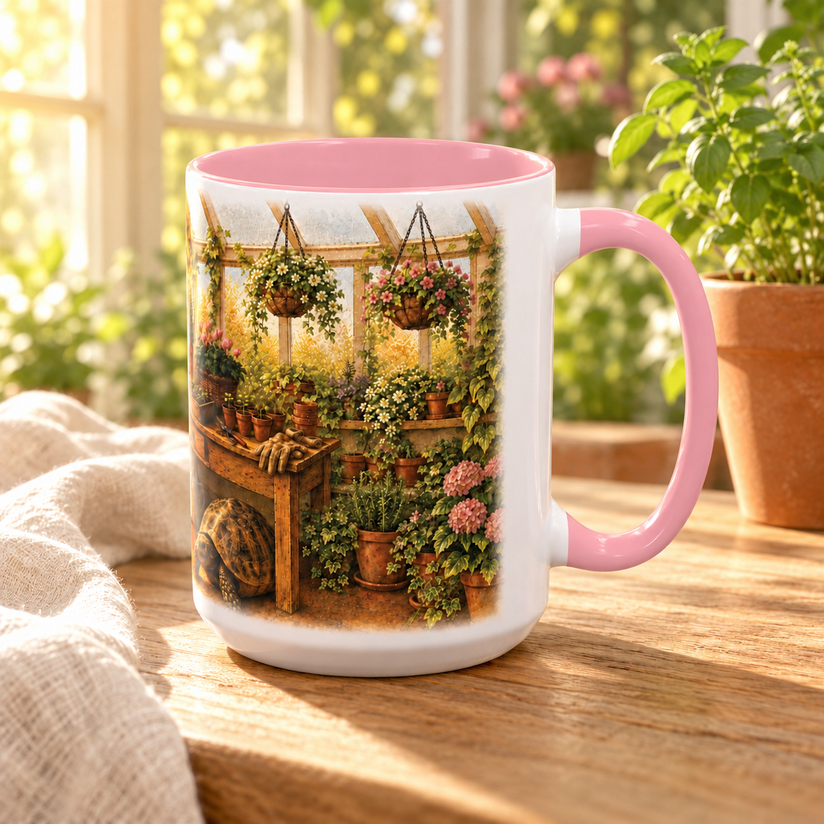 Greenhouse Tortoise Cottagecore Mug