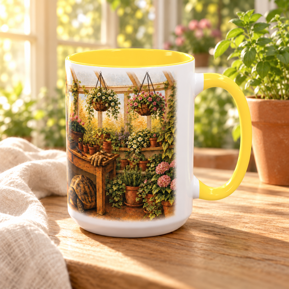 Greenhouse Tortoise Cottagecore Mug