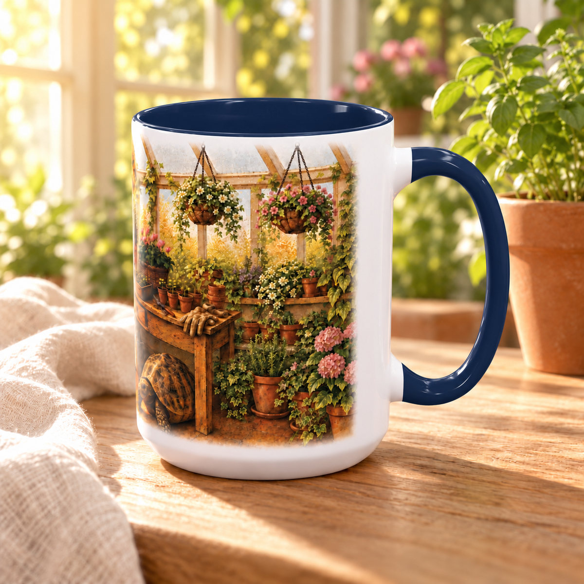 Greenhouse Tortoise Cottagecore Mug