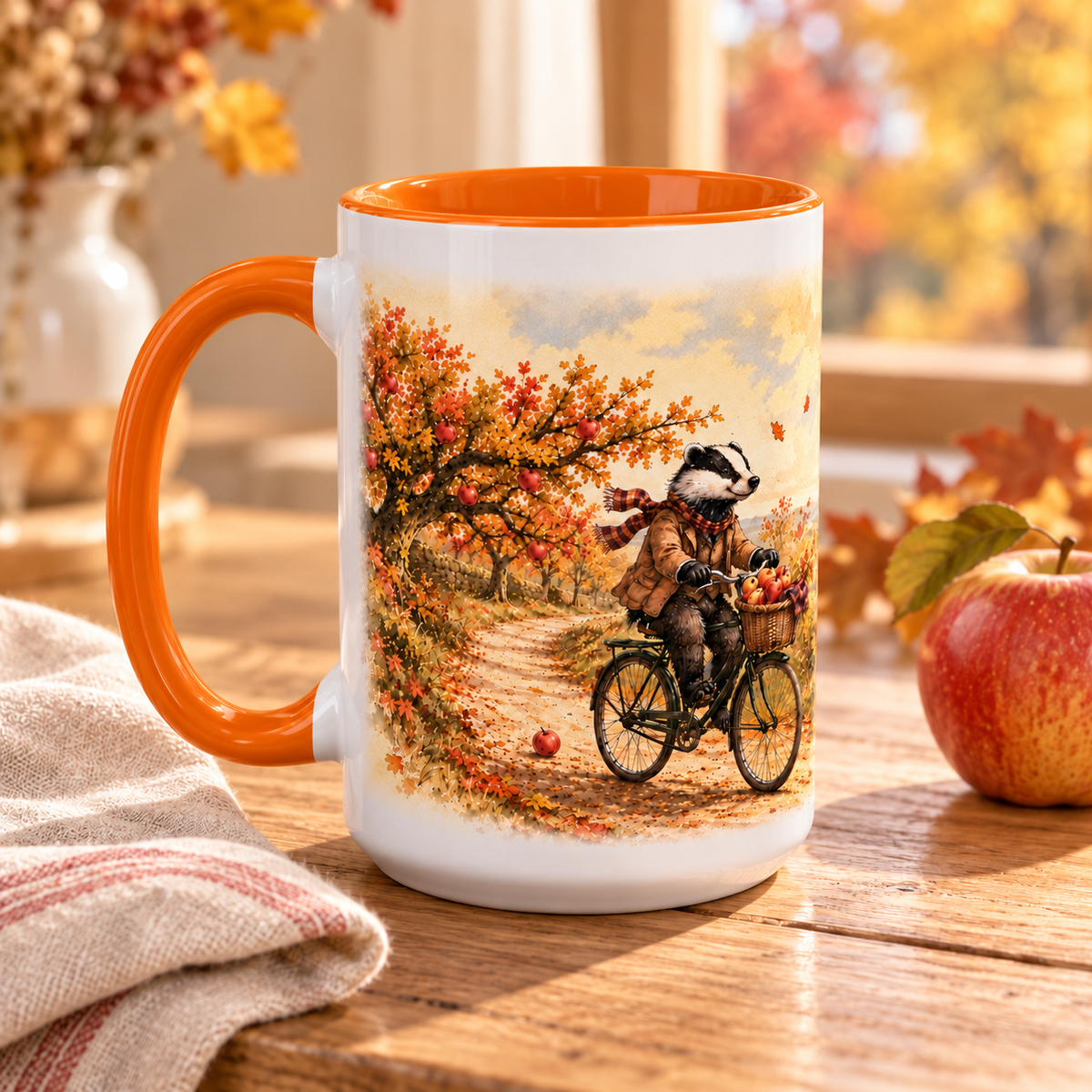 Autumn Badger Bicycle Mug