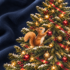 Christmas Tree Squirrel Sweatshirt, alternate view, squirrel climbing a lit Christmas tree