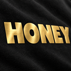 Honey Gold Puff Sweatshirt, alternate view, HONEY in metallic gold puff letters