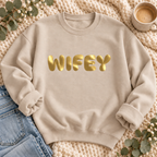 Wifey Gold Puff Sweatshirt, alternate view, WIFEY in metallic gold puff letters